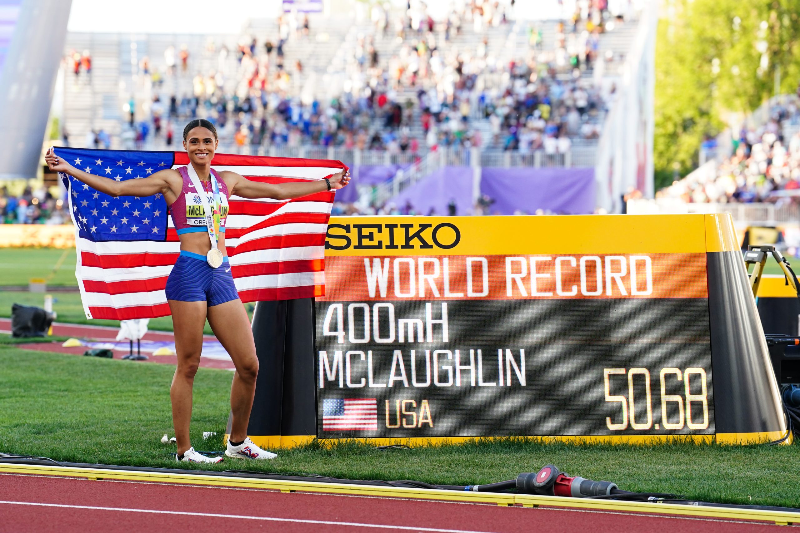 USA’s Sydney McLaughlin smashes own 400m hurdles world record