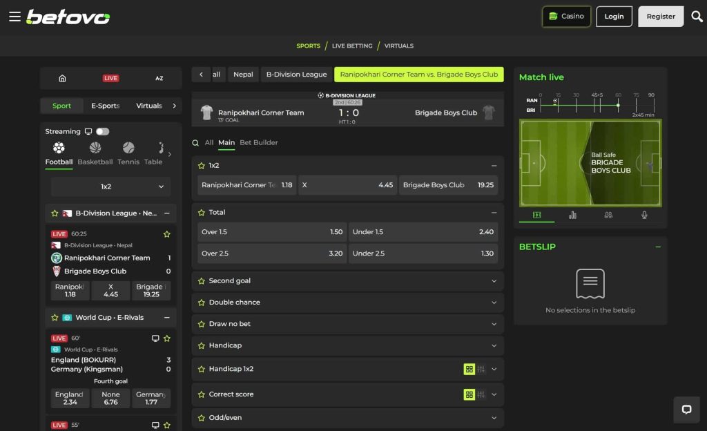 betovo live betting