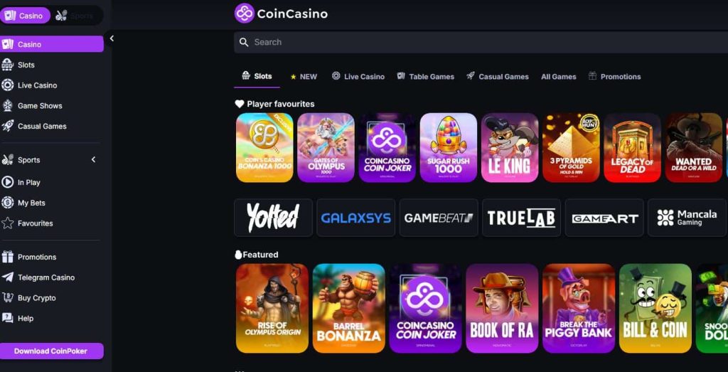coincasino crypto games