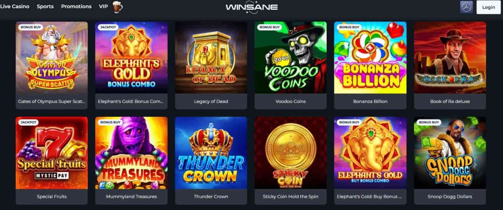 winsane slots casino